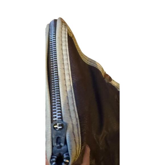 Vintage Brown Vinyl Gun Soft Case Zipper & Handles Tan Trim Labeled 56 40 READ - Picture 2 of 8